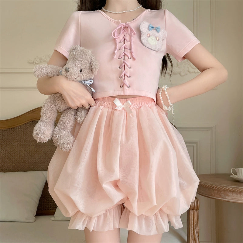 Casual Lolita Bloomer Solid Color Organza Shorts Bloomers