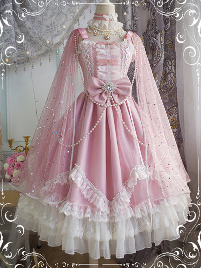 (Buyforme)Fairy Tales~Fate Quartet Bridal Lolita Gothic Accessories Blouse pink free size princess sleeve blouse