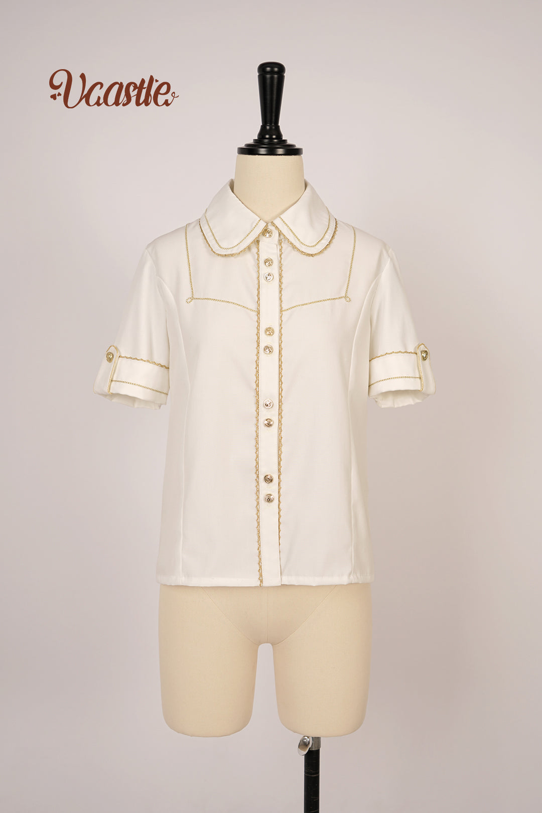 Vcastle~Mocha Choc~Kawaii Lolita Slopette Dress Suit Multicolors S white short sleeve shirt 