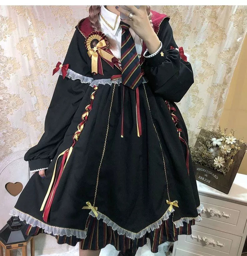 Cream Puff~Magic Girl~Gothic Lolita Black Dress Set   