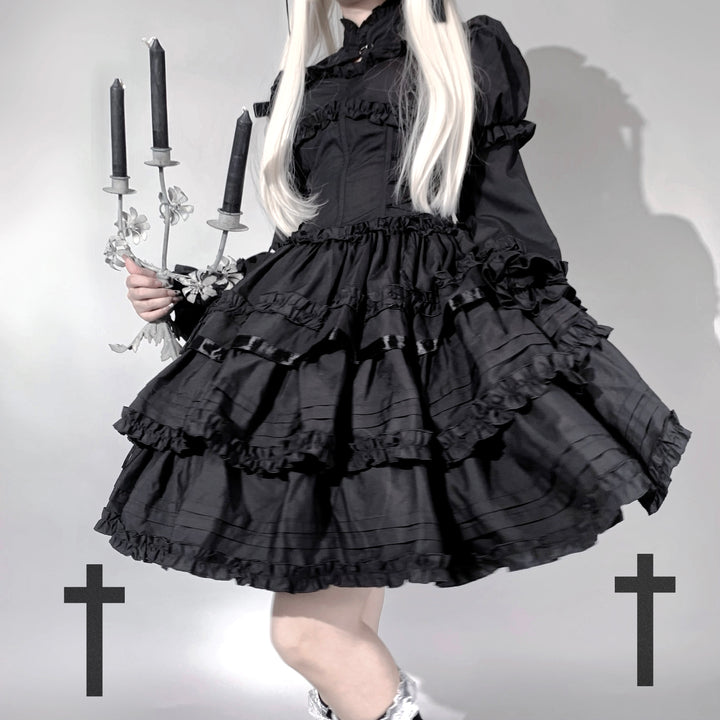 Mengfuzi~LiLith Accesspry Vintage Gothic Lolita Sleeves Bonnet Hairclips black hairclips 18332:251700