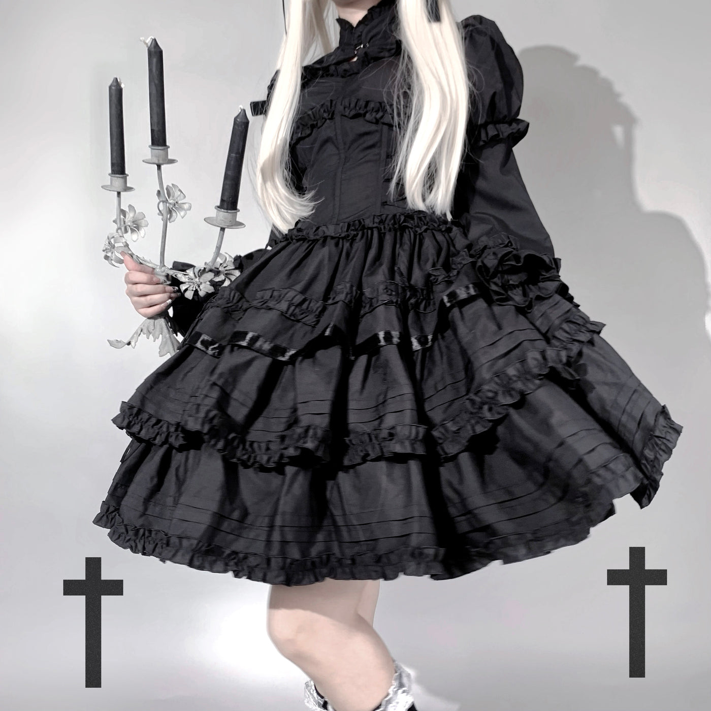 Mengfuzi~LiLith Accesspry Vintage Gothic Lolita Sleeves Bonnet Hairclips black hairclips  