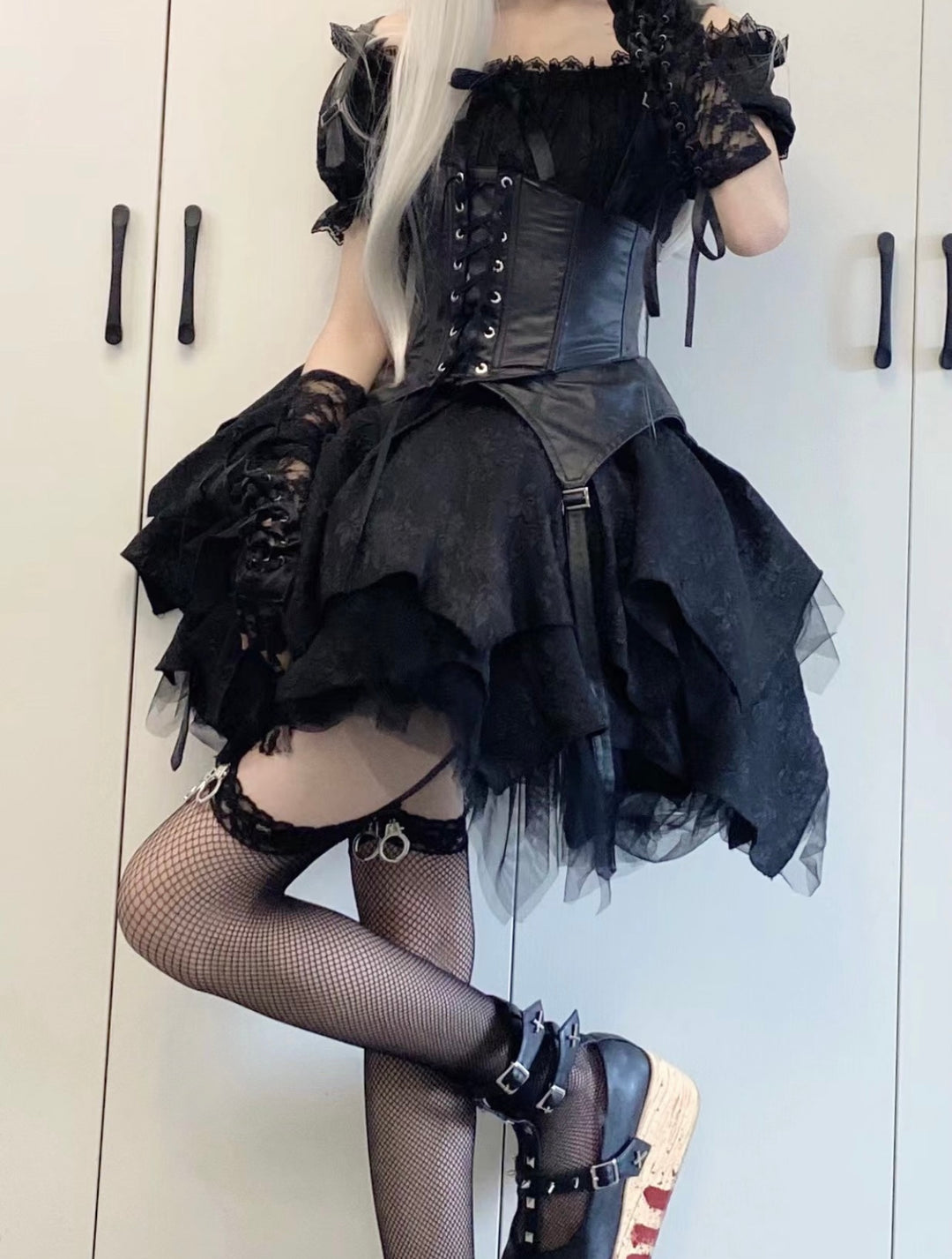 (Buyforme)Kiko Lolita~Gothic Enchanting Lolita Nightshade Princess Skirt Set   