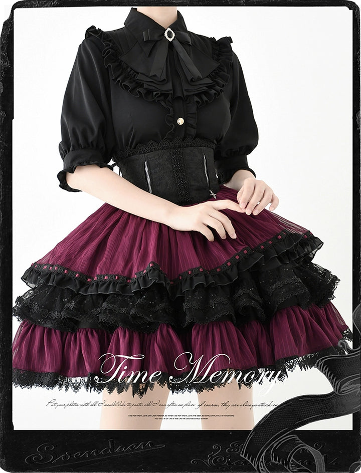 Time Memory~Earl Girl~Chiffon Classic Lolita Shirt with Mid-Length Mutton Sleeves