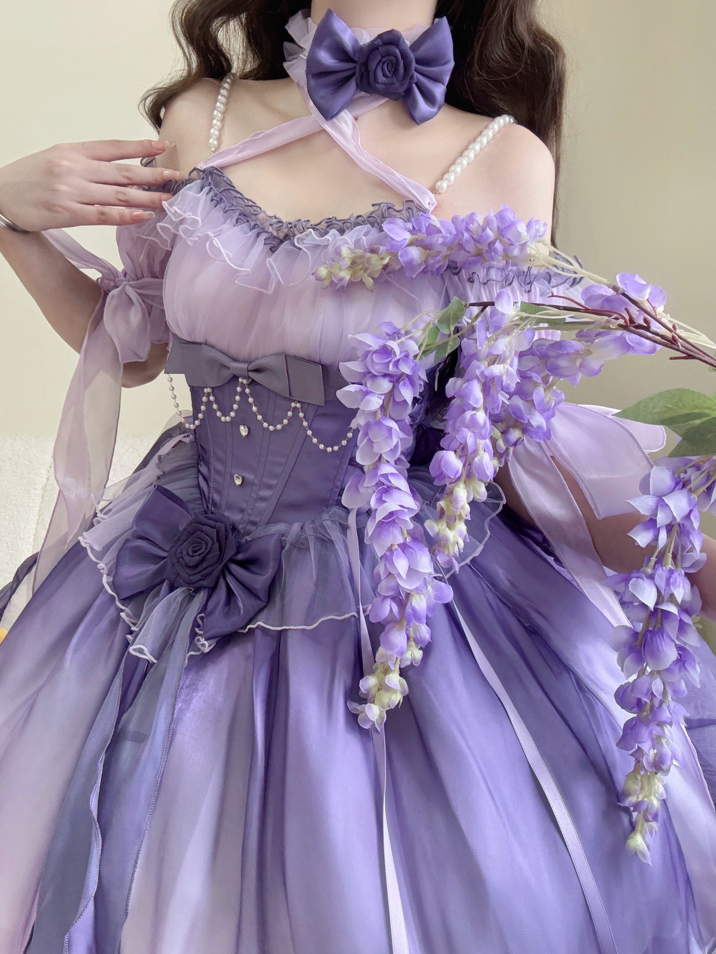 Meowing and fruity - Midsummer Dream - Gradient Color Wedding Lolita JSK Dress Set, Fishbone Waist 44337:803877