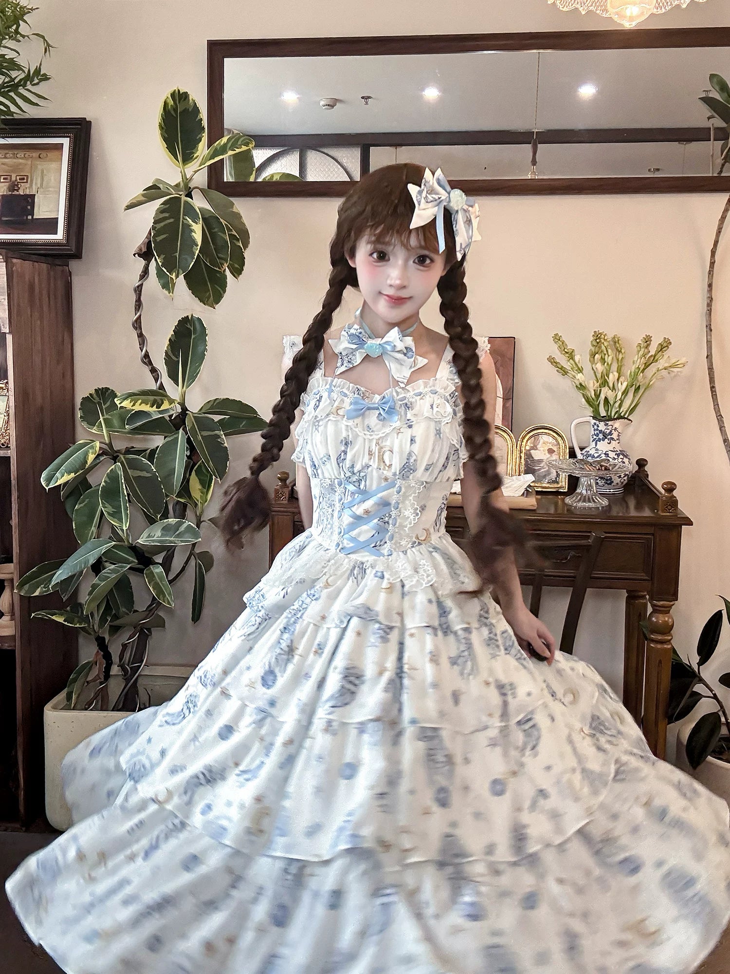 Starry Jellyfish - Printed Classic Lolita JSK Dress, Short Sleeve OP