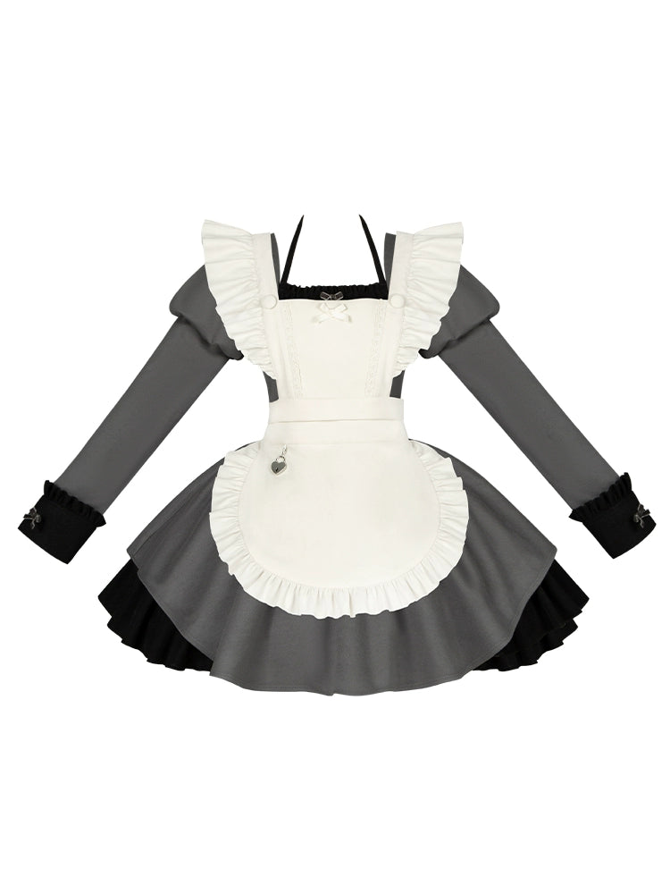 With PUJI - Suki - Maid Lolita OP Set, Detachable Apron, Juliet Sleeve 44273:802679