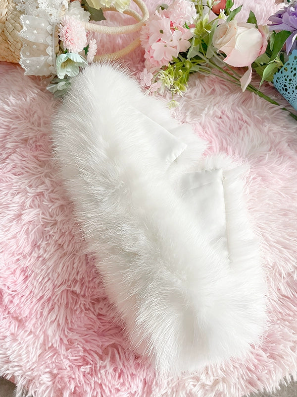 Happy Custom~Daily Lolita Down Coat Custom Sizes and Clolors White Large Fur Collar only(free size) S (no return and refund)