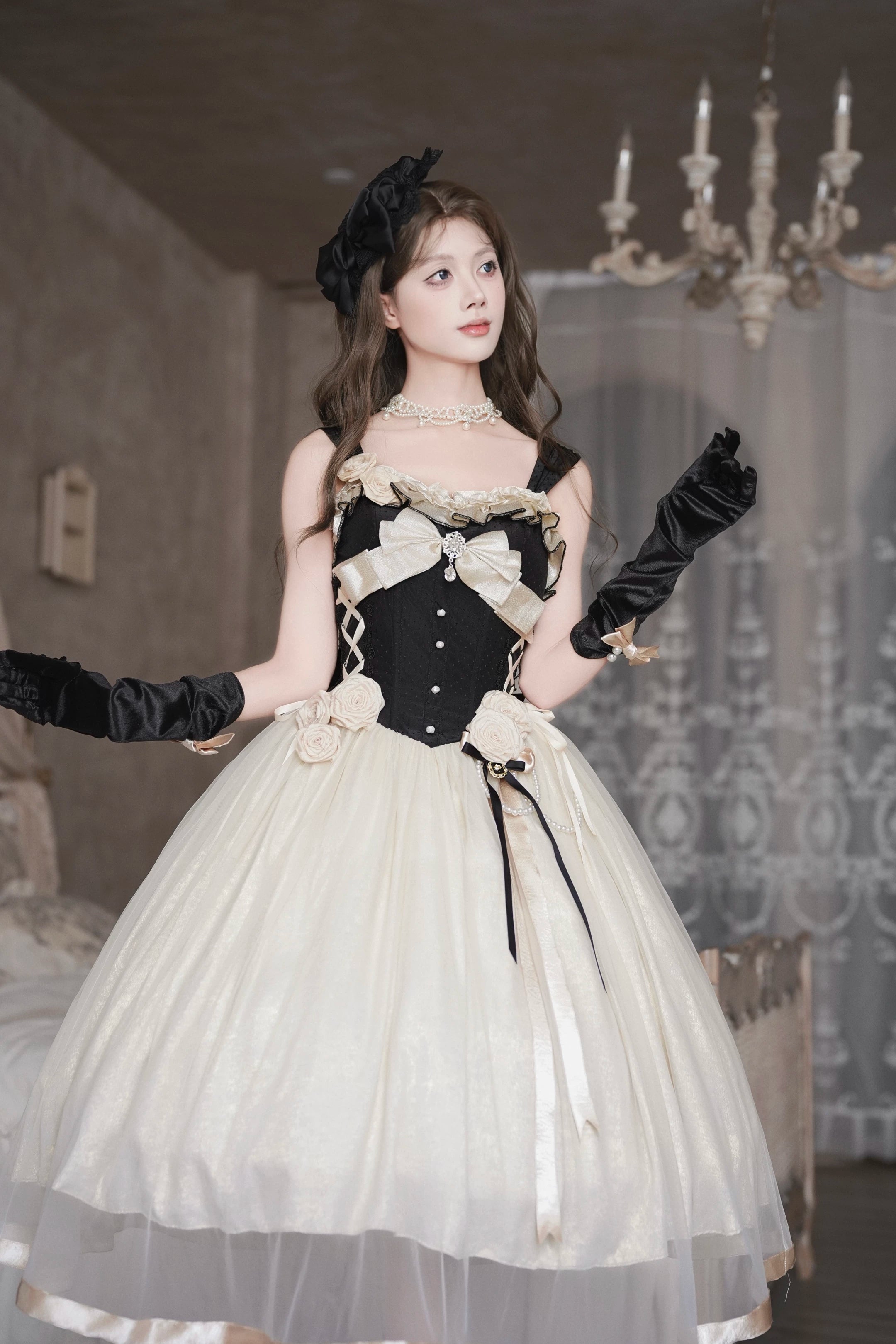 Paris Souvenir - Classic Lolita Corset JSK Dress with 3D Rose Decor