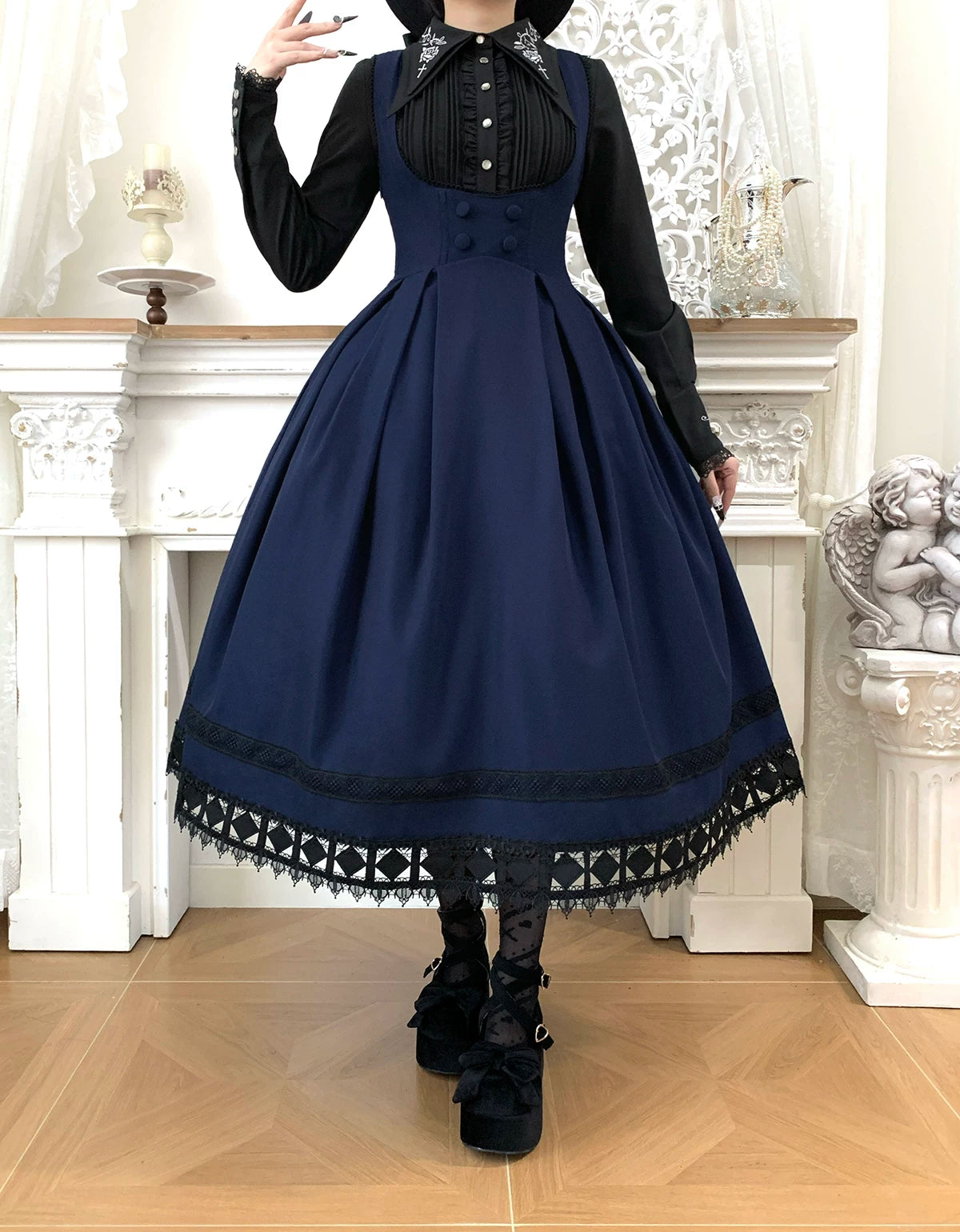Serenade - Bust-Supporting Elegant Lolita JSK Dress, Three Length Styles 44419:807352