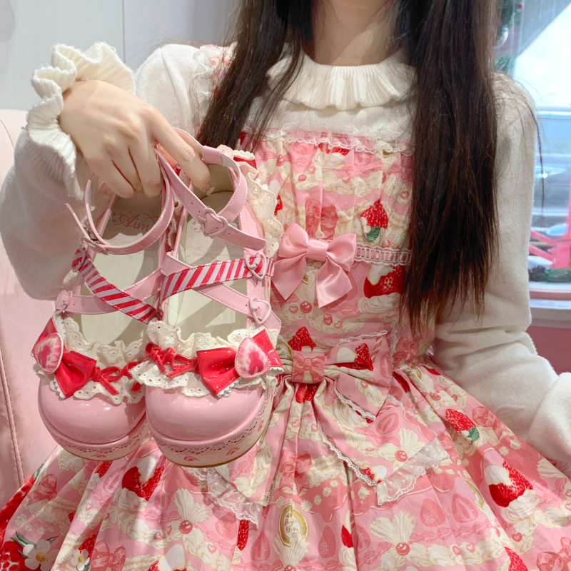 Aimee~Strawberry~Sweet Lolita High Platform Shoes Kawaii Lolita Shoes