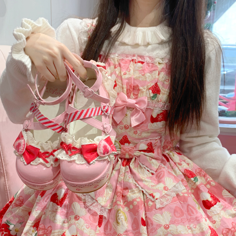 Aimee - Strawberry - Sweet Lolita High Platform Shoes Kawaii Lolita Shoes