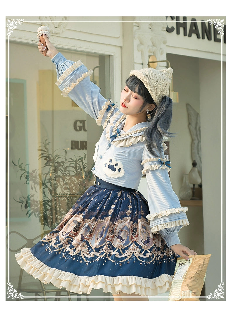 YingLuoFu - Winter Lolita Skirt Set - Starry Court Retro Palace SK Cloak