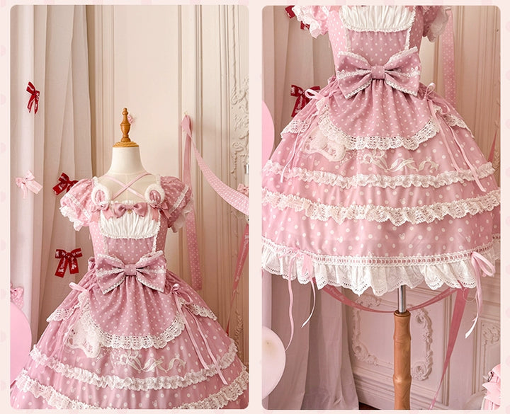 Mademoiselle Pearl~Bow Rabbit~IP Collab Sweet Lolita OP in Multiple Styles 43054:763918