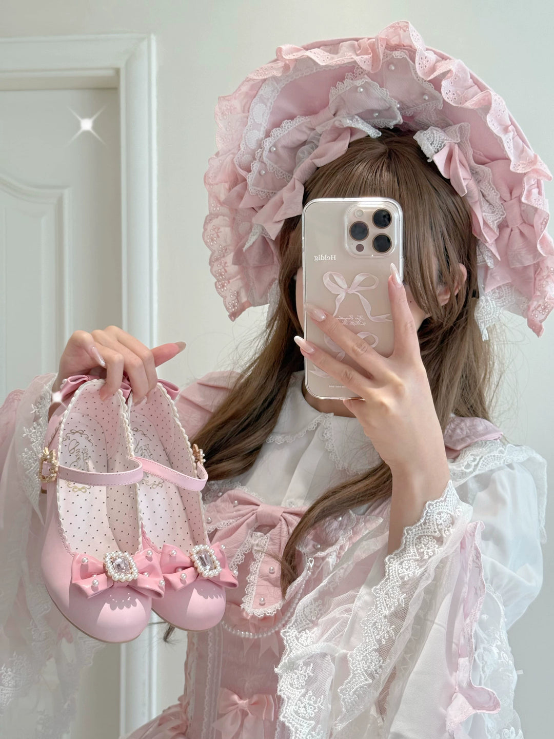 Pure Tea For Dream~Vintage Gemstone~Sweet Lolita Shoes Round Toe Heels with Bow 41836:715448