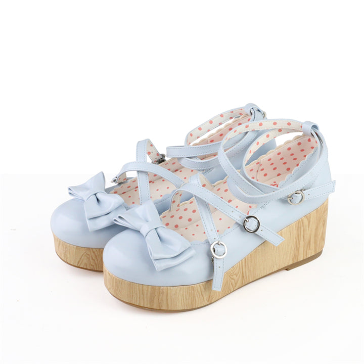 MODO~Old School Tata~Kawaii Lolita Hight Platform Shoes with Round Toe Blue 35