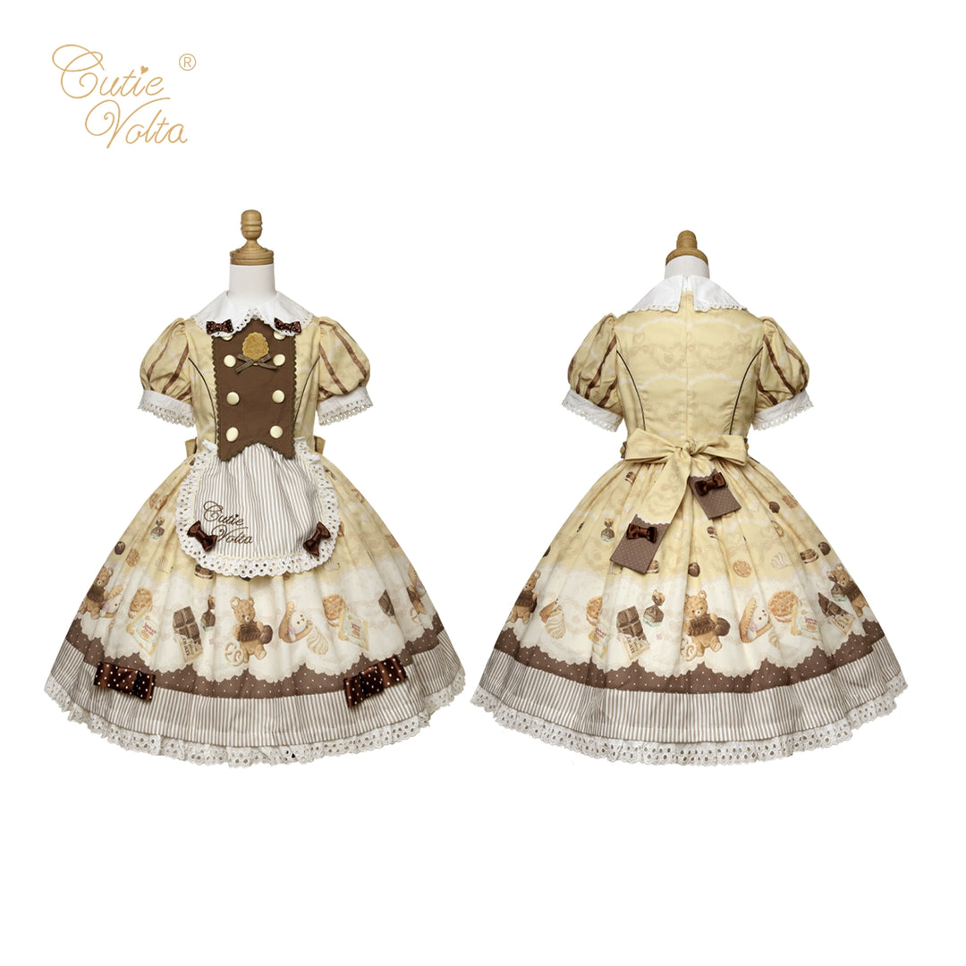 CutieVolta~Blissful Confectionery~Sweet Lolita OP Dress Bear Print JSK   