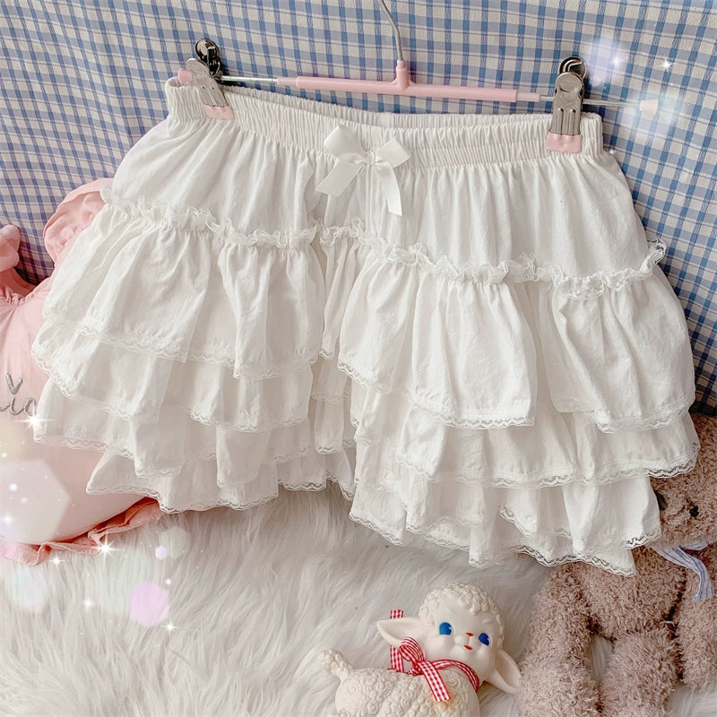 Sugar Girl~Cotton Lolita Bloomer Loose Ruffled Hem Petticoat Multicolors   