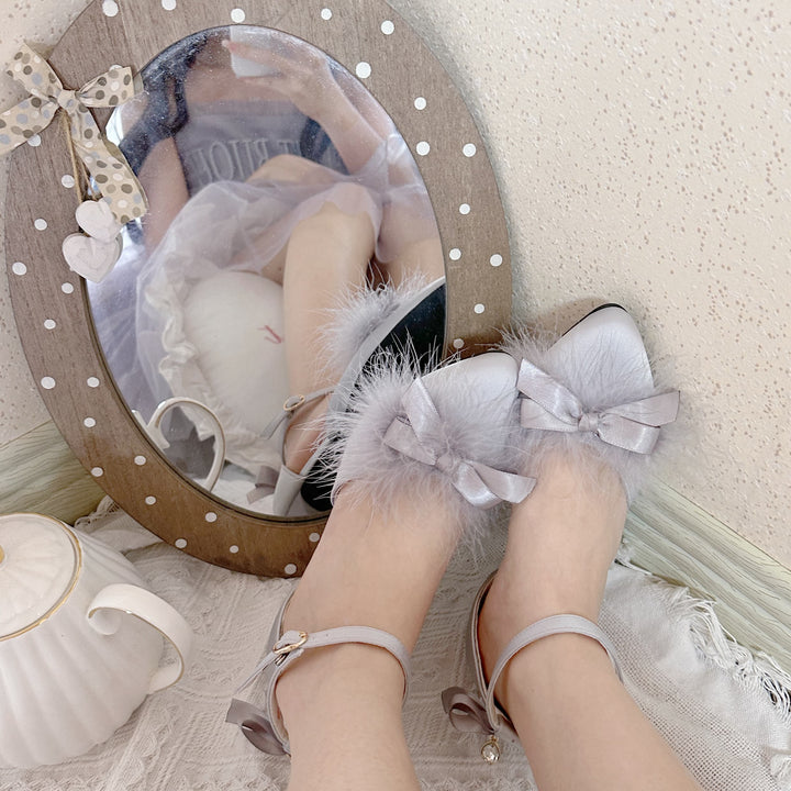 Pure Tea For Dream~Swan Lake~Sweet Lolita Shoes Satin Lolita Hight Heels 42090:733827