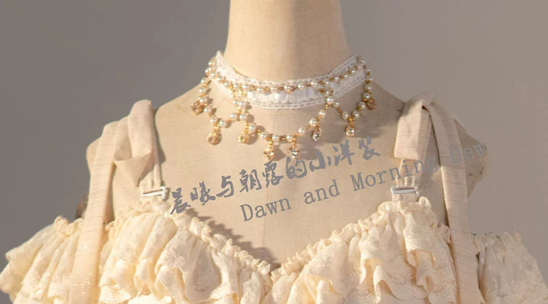 Dawn and Morning - Classic Lolita Accessories Elegant Lolita Headdress Choker only Apricot