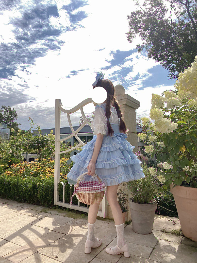 Sugar Girl~Sweet Lolita JSK Dress Summer Straps Dress Free size Light blue short JSK 