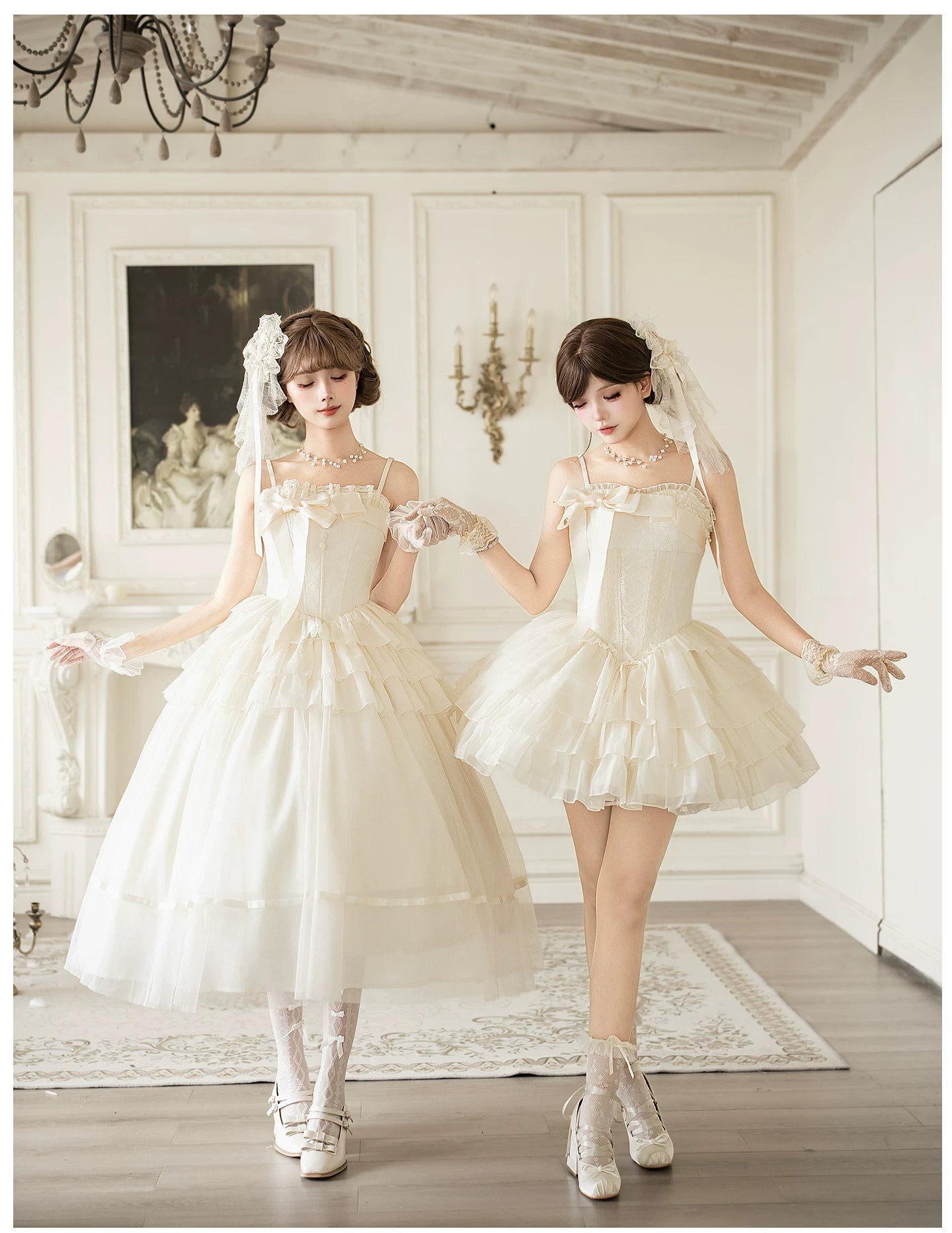 MistKiss Lily - Classic Lolita Tiered Hem JSK Dress, Fishbone Waist 45318:853765