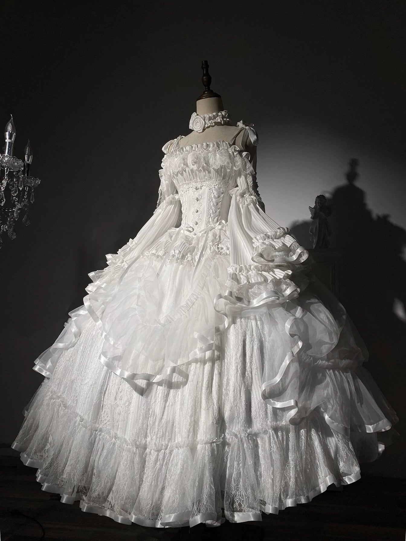 Saint Lily - Wedding Lolita Hime-Sleeve Dress, Off Shoulder