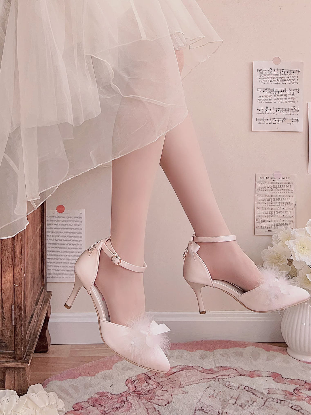 Pure Tea For Dream~Swan Lake~Sweet Lolita Shoes Satin Lolita Hight Heels 42090:733817