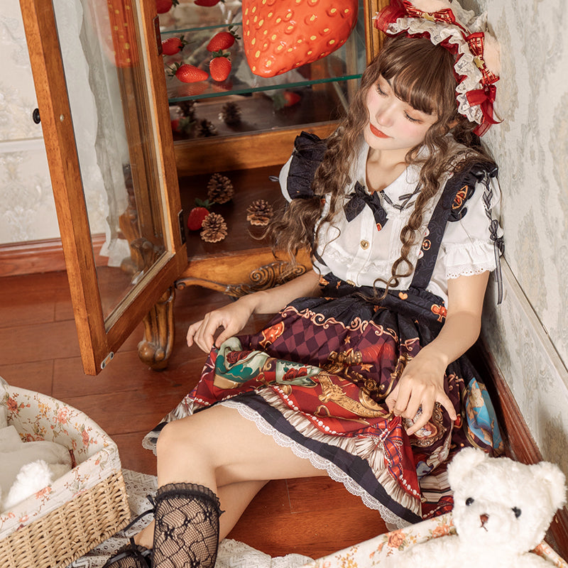 (BFM)Ocelot~Crown Bear~Kawaii Lolita SK Daily Chiffon Skirt 33388:415688