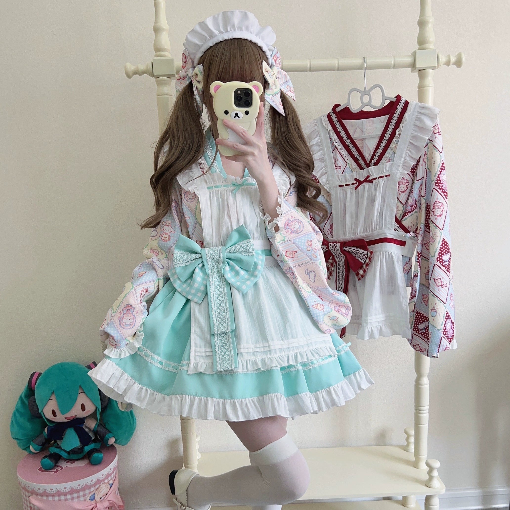 Sugar Girl~Showa Sweetness~Maid Wa Lolita Skirt Set Cute Summer Lolita Bow Apron 35422:520298