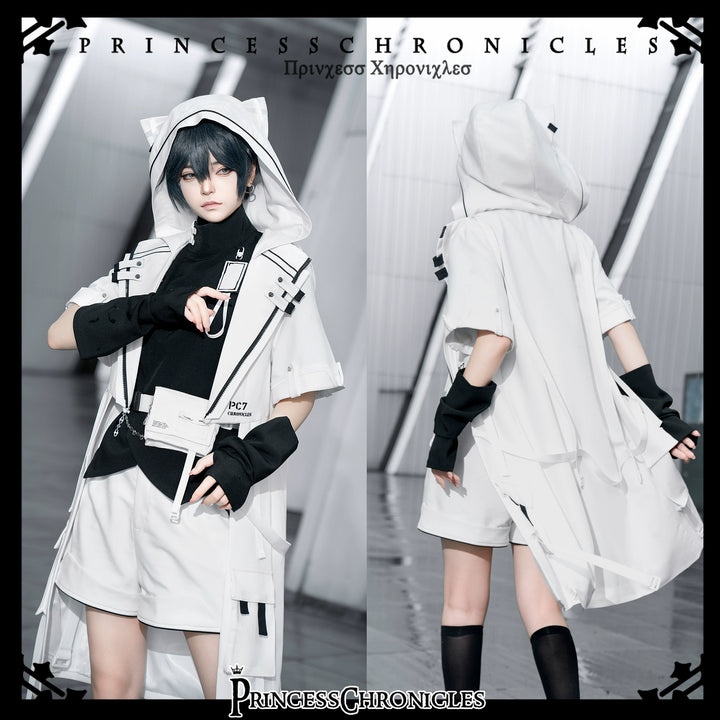 Princess Chronicles~White Cat~Cool Ouji Lolita Pants Suit With Cat Ear Coat