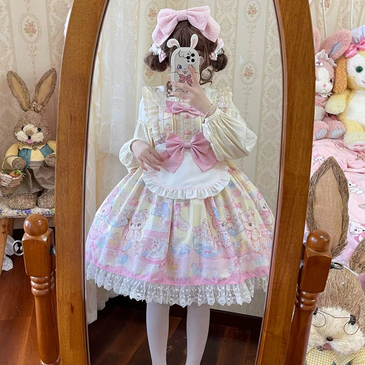 (BFM)Hanguliang~Sweet Bunny Bear~Sweet Lolita Jumper Dress Cute JSK