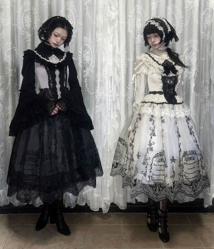 AuroraBorealis~Moonshadow~Gorgeous Wedding Lolita Dress Set Embroidered JSK SK and Bodice