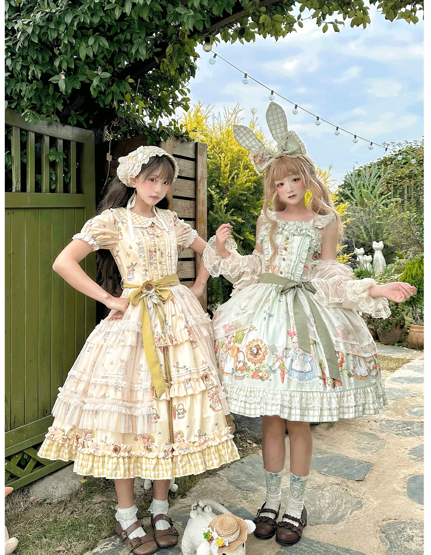 Bunny Harvest Season - Country Lolita Peter Pan Collar OP, Bunny Print JSK 44533:811855