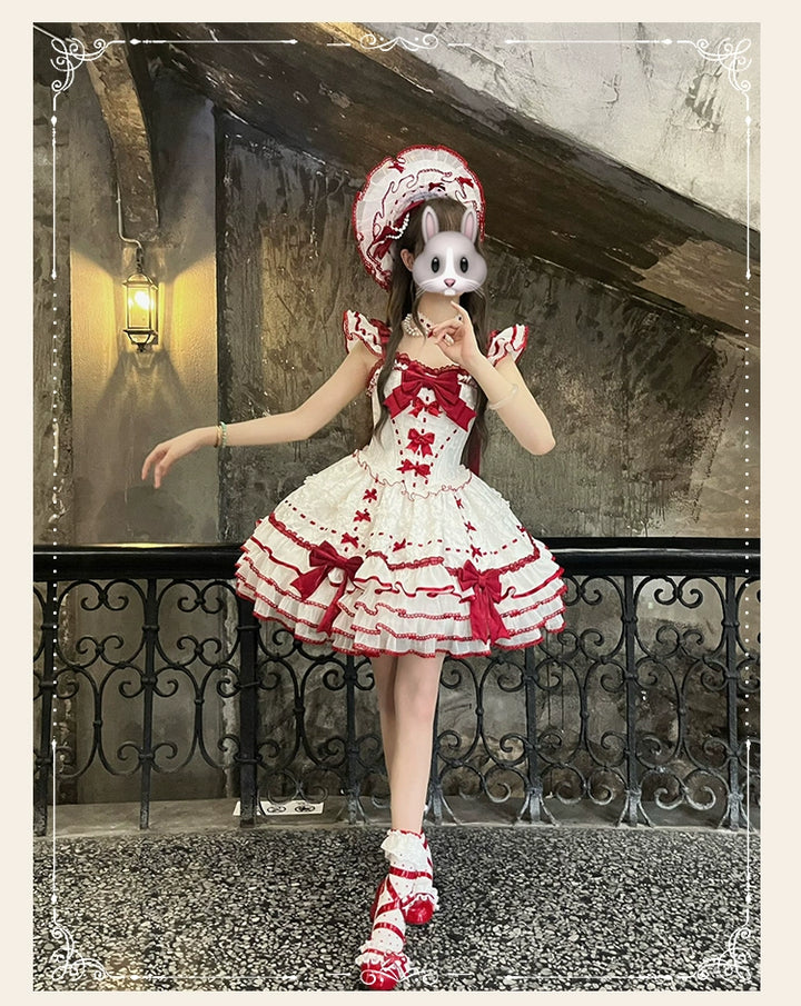 Sakurahime - Velour Love - Princess Sweet Lolita JSK Dress, Tiered Ruffles