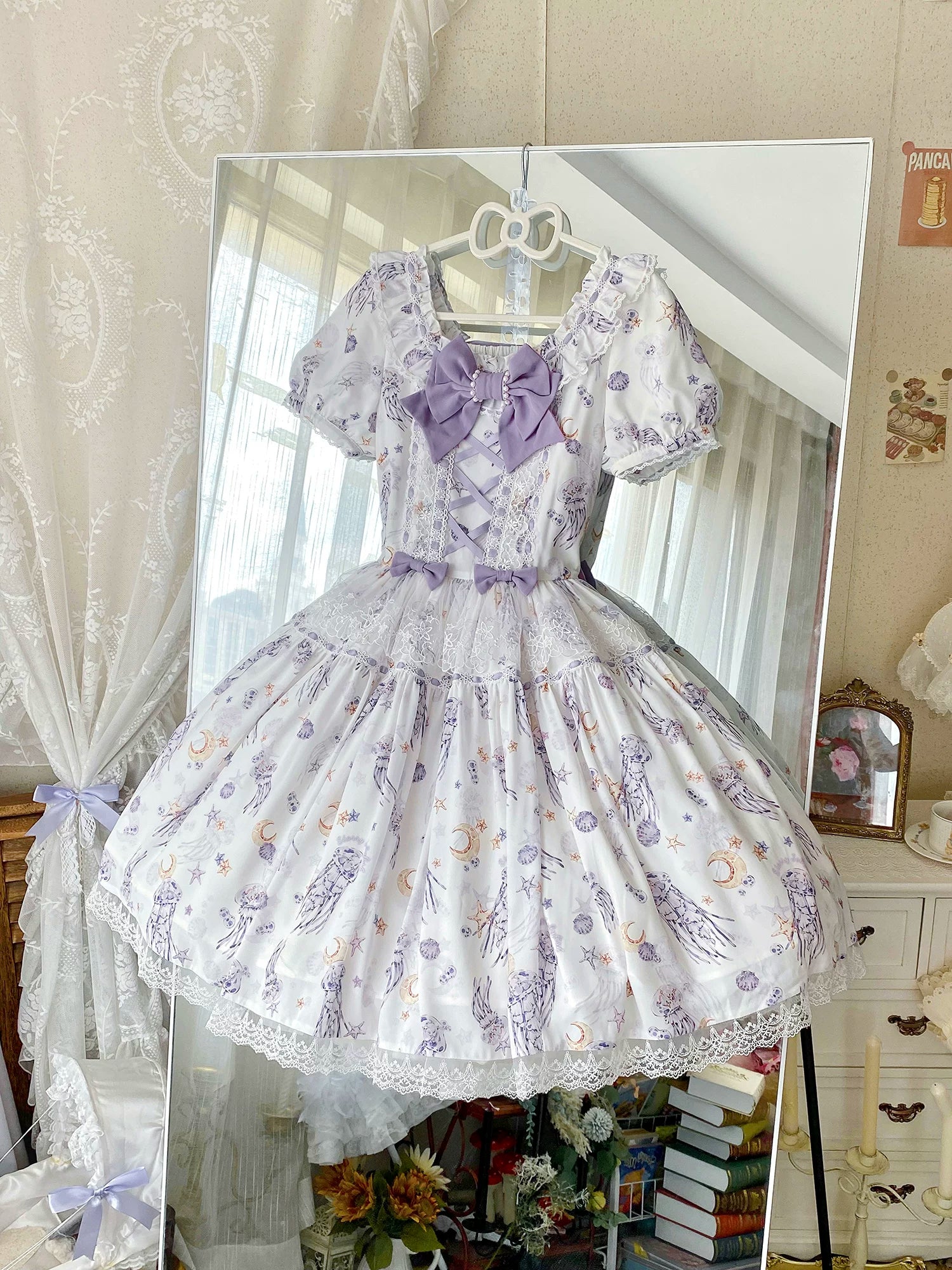 Starry Jellyfish - Printed Classic Lolita JSK Dress, Short Sleeve OP 45153:836757