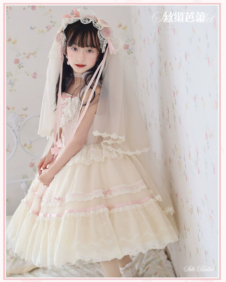 Mademoiselle Pearl~Silk Ballet~Kid Lolita JSK Dress Flower Wedding Lolita Dress