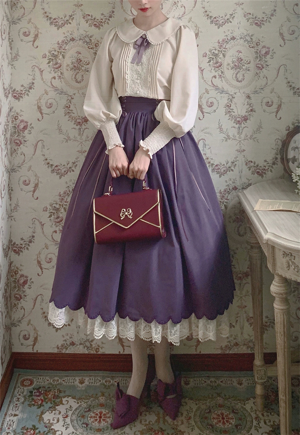 EESSILY - Countess's Autumn Travel - Vintage Lolita Shirt and Skirt (L M S XL) 44247:800597