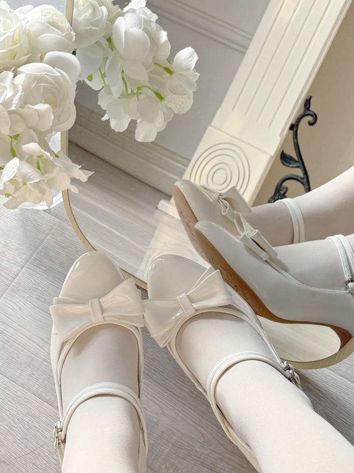 Pure Tea For Dream~Coco Sweet~Elegant Lolita Shoes Pointed Toe Heels with Bow