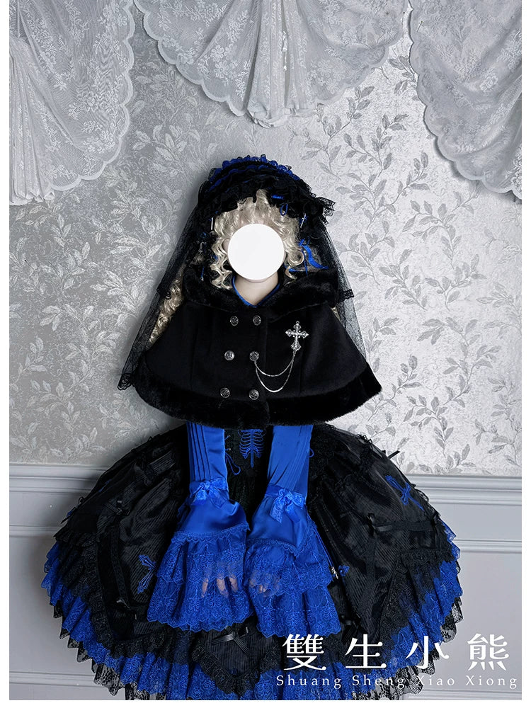 Dark Fog Feast - Gothic Lolita Bust-support Strap Dress, Lace & Cross 45256:842555