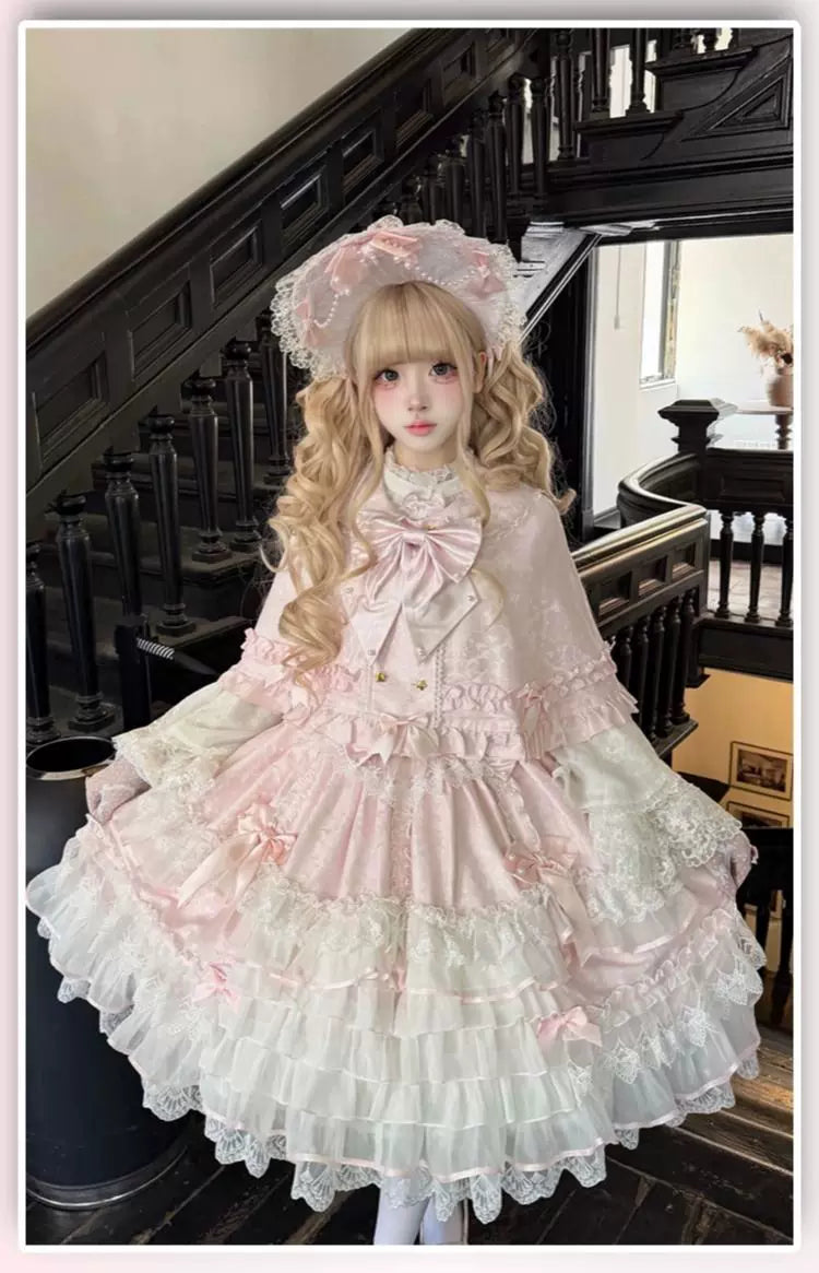Star Porcelain Doll - Sweet Lolita JSK Dress Set, Tiered Ruffle Hem 46093:874761
