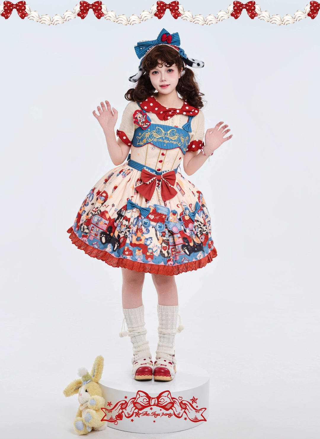 Star Fantasy~The Dogs Party~Kawaii Lolita Dress Set with JSK Salopette and Shirt