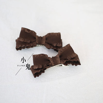 (BFM)Xiaogui~Cute Lolita Headwear Ponytail Hairclips Daily Lolita Accessories a pair of coffee-colored hairclips  
