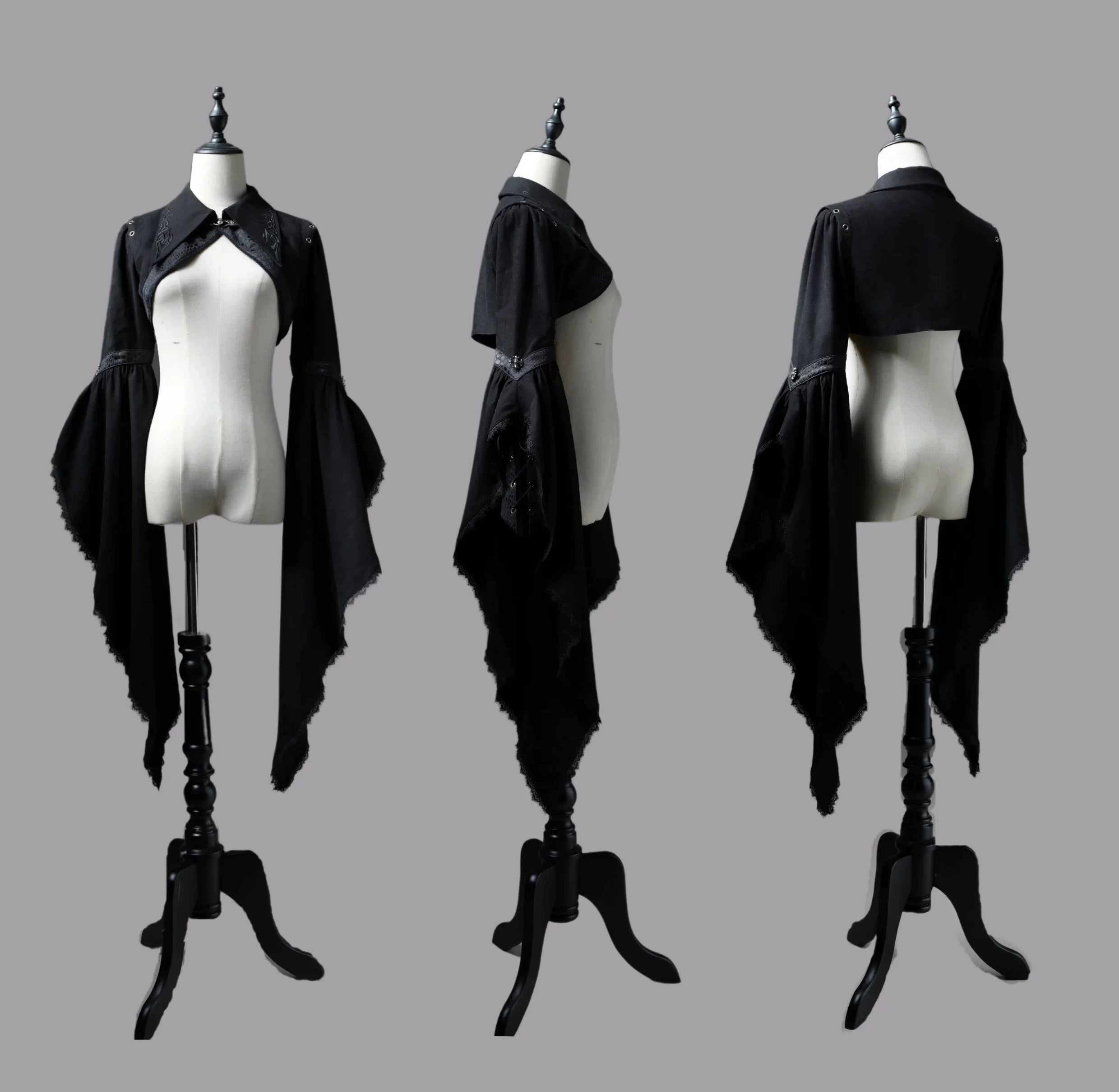 Wuyuzhe - Dragoon Knight 3.0 Version - Western Fantasy Style Lolita Irregular Skirt Set Lolita Vest S Black Bolero Only