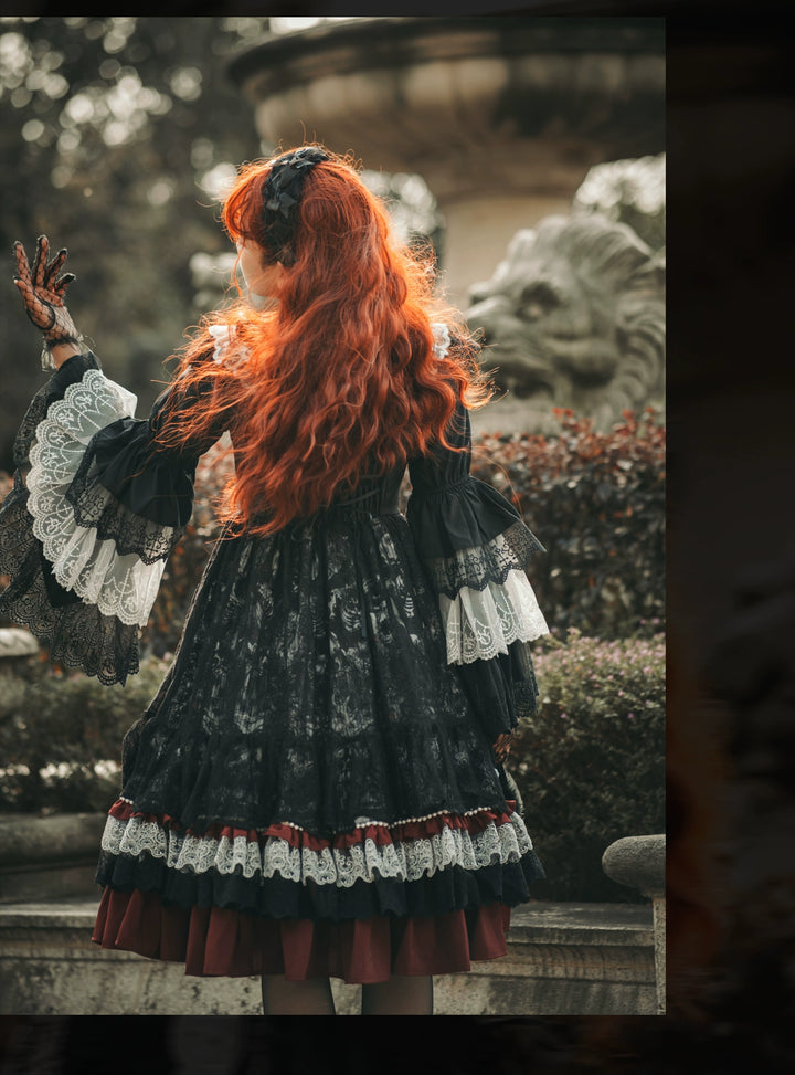 Alice in Wonderland~Undead Rider~Gothic Lolita OP Dress Winter Princess Sleeve Dress   