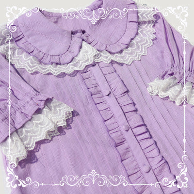 MIST~Sweet Lolita Golilla Short Sleeve Shirt S purple 