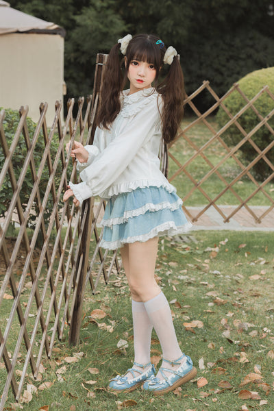 3 Puppets~Phalaenopsis~Doll collar Kawaii Lolita Cotton Shirt   