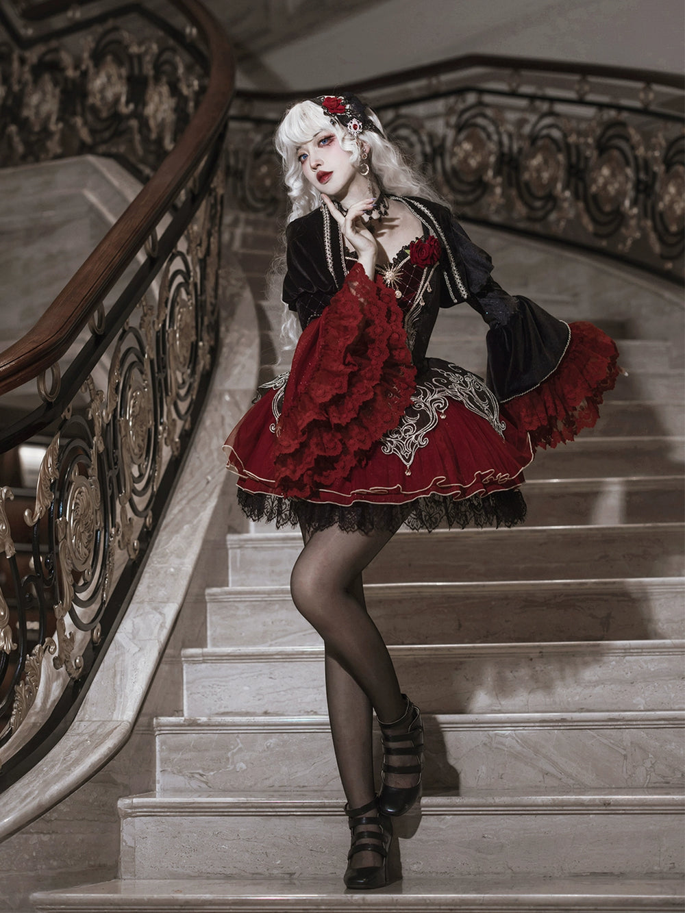 Letters from Unknown Star~Blood Feast~Gothic Lolita JSK Suit Daily Goth Dress   