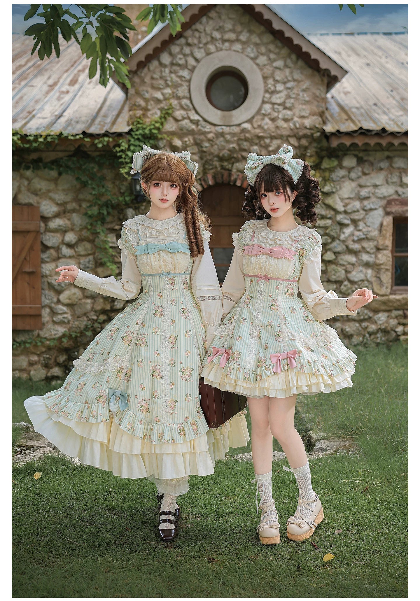 Meeting Austen - Cotton Classic Lolita Rose Printed OP Dress 45736:860014