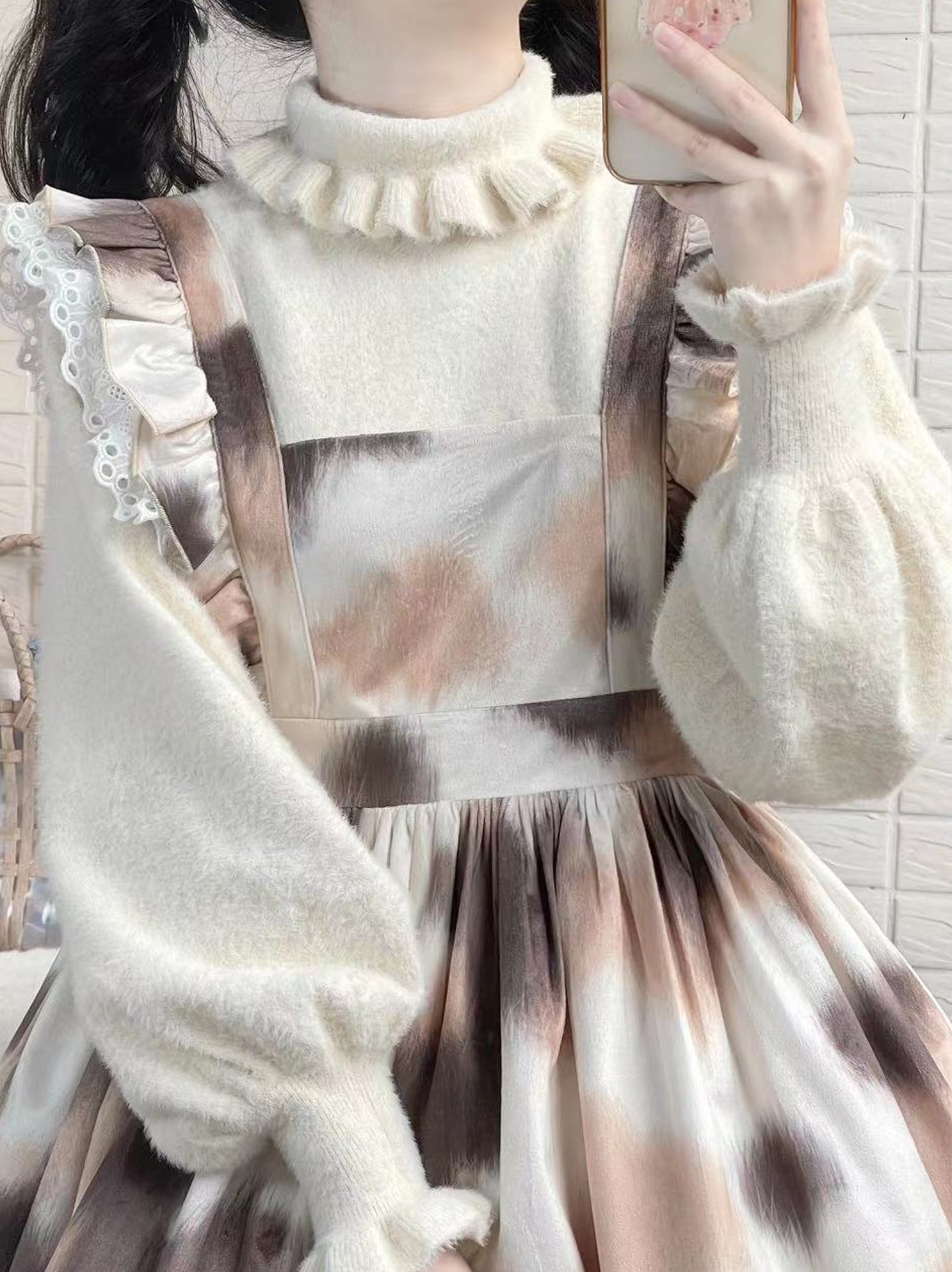 MIST - Kawai Lolita Warm Turtleneck Knitwear S Milk White (Low Collar)